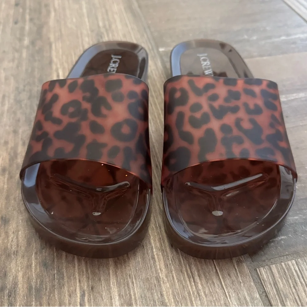 J. Crew Women's Leopard-Print Jelly Slide Sandals in Brown